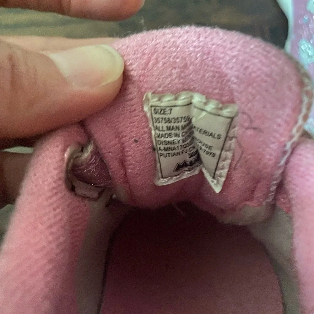 Disney Sneakers, Girls Pink and White, Size 7
